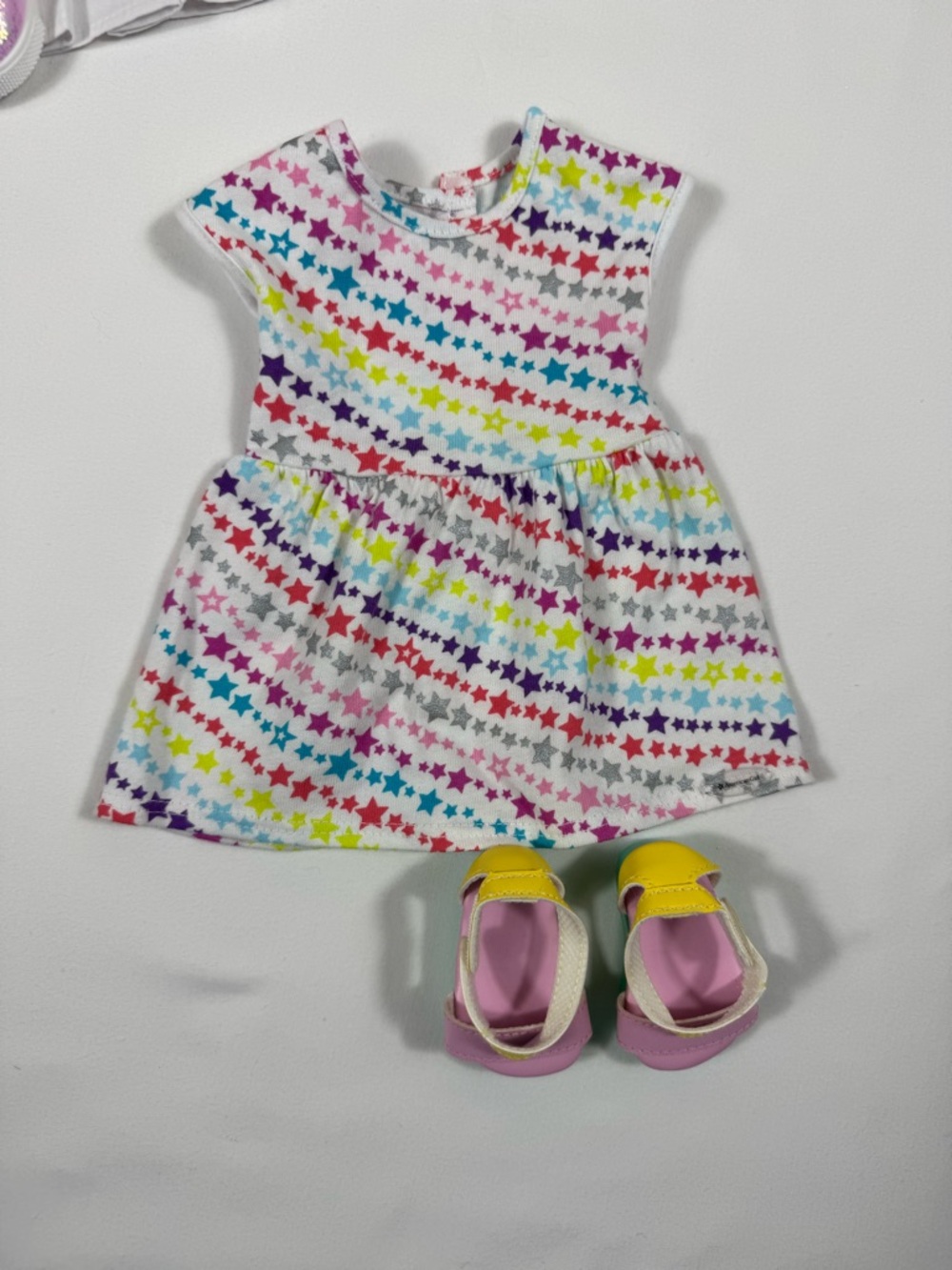 American Girl Bundle White Knit Doll Top with Pink Purple Blue Stars - Picture 5 of 7